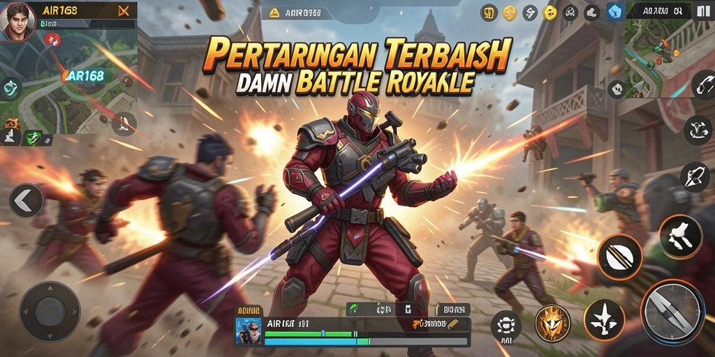 Screenshot gameplay AIR168 dengan pertarungan seru Battle Royale.