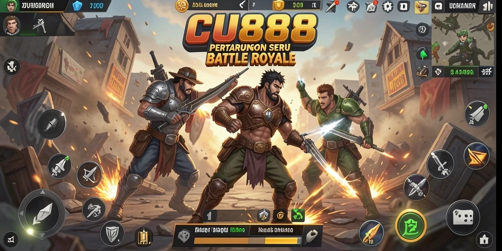 Gameplay mendebarkan dalam CU888 dengan aksi Battle Royale yang intens.