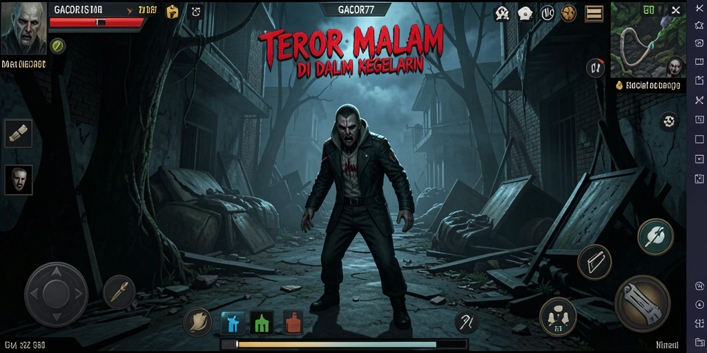 Tangkapan layar GACOR77 menampilkan suasana menegangkan gameplay horor yang mendebarkan.