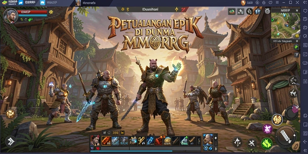 Tangkapan layar gameplay IDRRP yang menunjukkan pertempuran epik dan eksplorasi dunia.