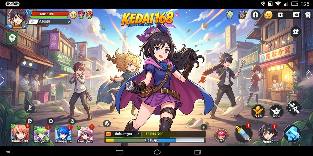 Tampilan gameplay KEDAI168 yang memukau dan karakter anime yang ikonik.