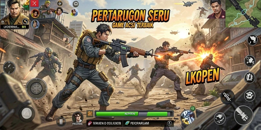 Gameplay LKOPEN yang menegangkan dan seru saat bertarung.