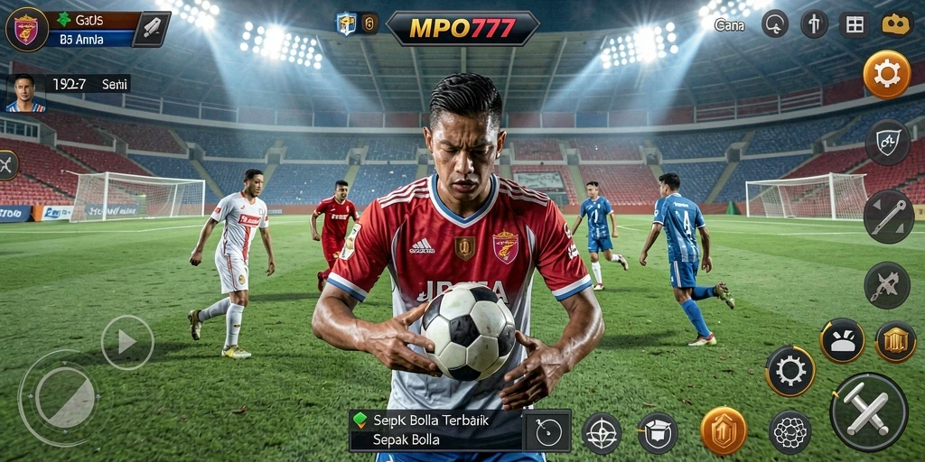 Tangkapan layar MPO777 menampilkan aksi seru pertandingan sepak bola.