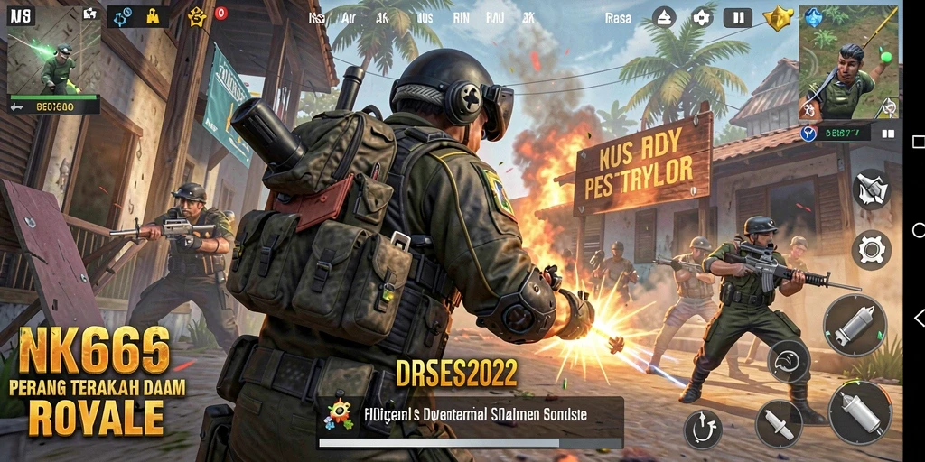 Screenshot gameplay NK666 menampilkan pertempuran seru di arena Battle Royale.