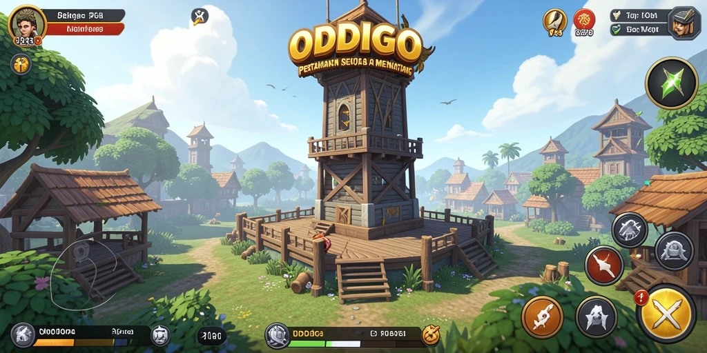 Tangkapan layar gameplay ODDIGO yang menampilkan pertahanan menara yang strategis.
