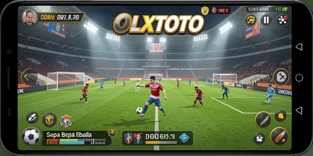 Tampilan gameplay mendebarkan di OLXTOTO dengan aksi sepak bola nyata.