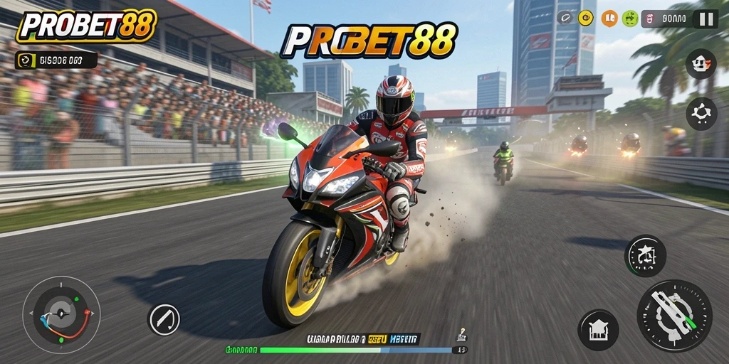 Gameplay menarik PROBET88 dalam balapan motor.