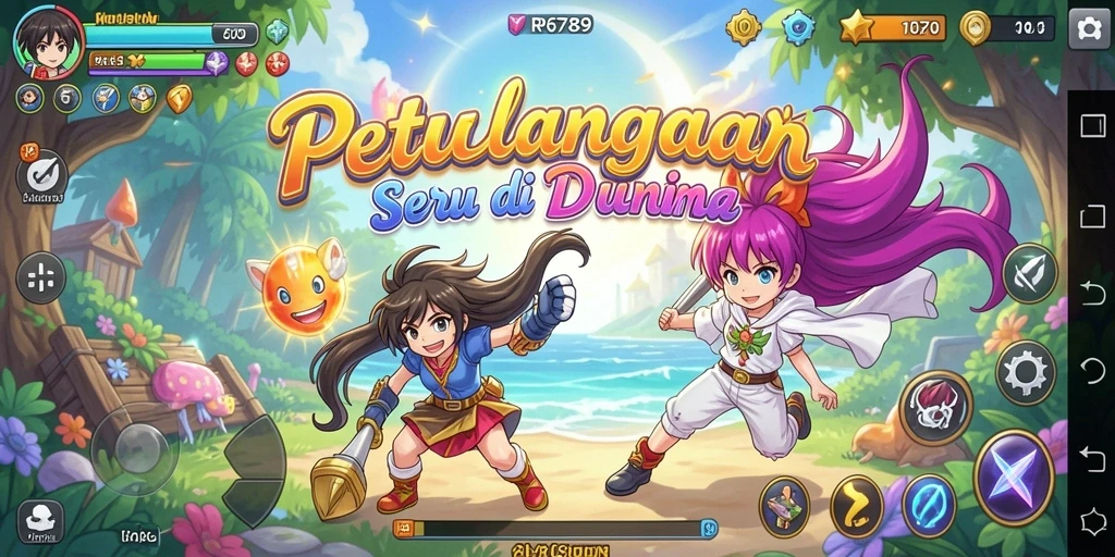 Tampilan gameplay seru dalam RP6789 dengan karakter anime.