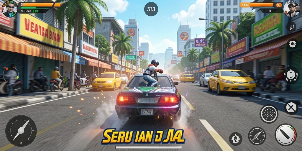 Gameplay S13 yang mendebarkan saat balapan di jalanan.