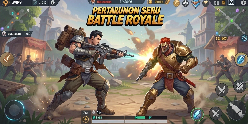 Screenshot gameplay SVIP9 menampilkan aksi menegangkan dalam pertarungan Battle Royale.
