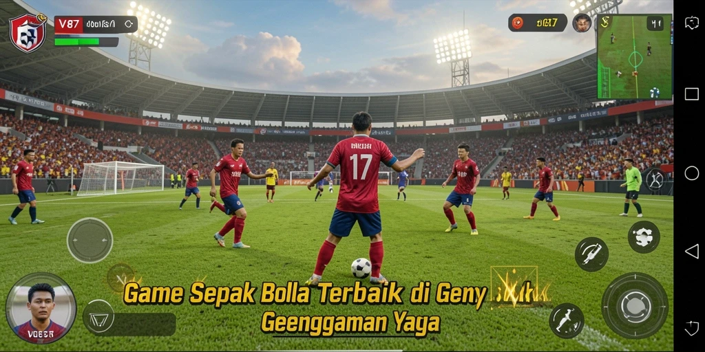 Tampilan gameplay V87 yang menegangkan di lapangan sepak bola.
