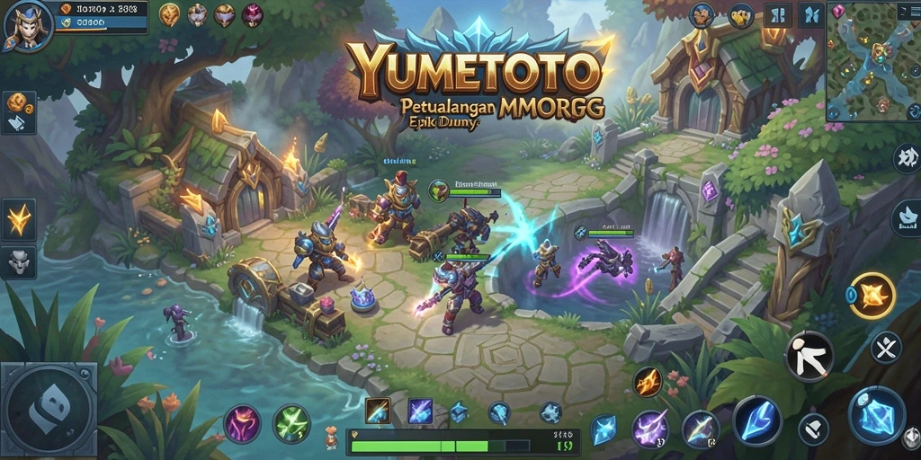 Screenshot gameplay YUMETOTO menunjukkan aksi seru dalam petualangan MMORPG.